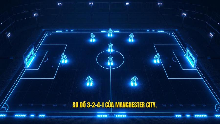 3. Sơ đồ 3-2-4-1 của Manchester City.